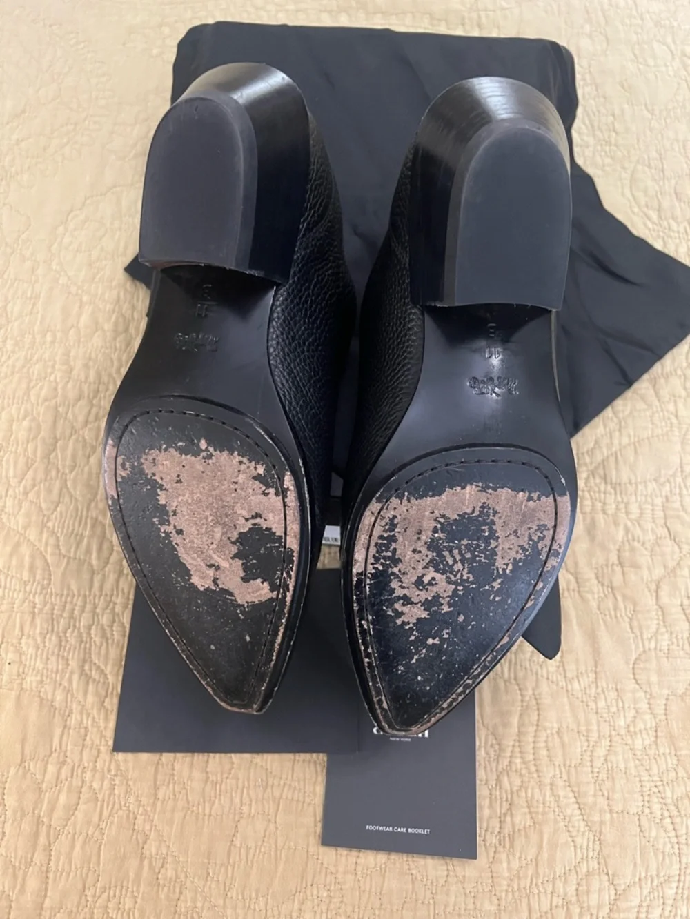 Coach womens cowboy Black booties in Pebbled Leather Front-Zip worn only 1 time - Picture 7 of 8